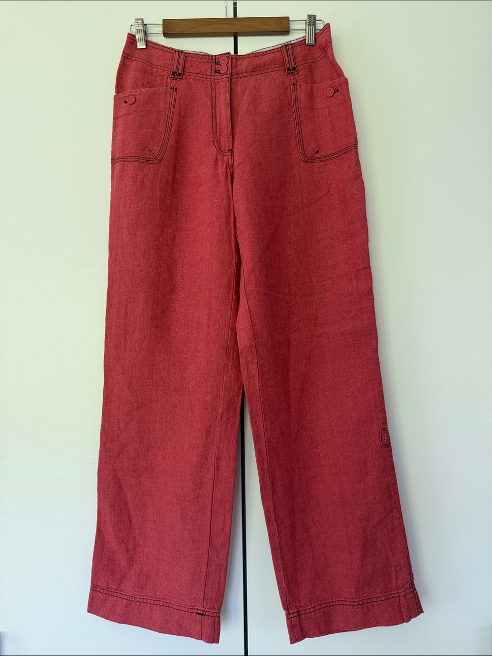 Wrap London Cranberry Wide-Leg Linen Trousers